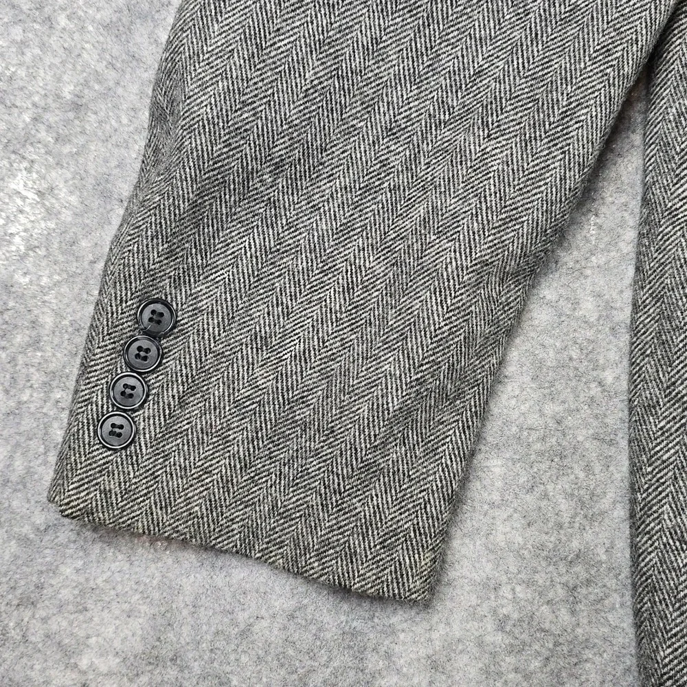 Gianfranco Ruffin Italy Mens Grey Herringbone Camel Hair Blend Blazer Size 48L